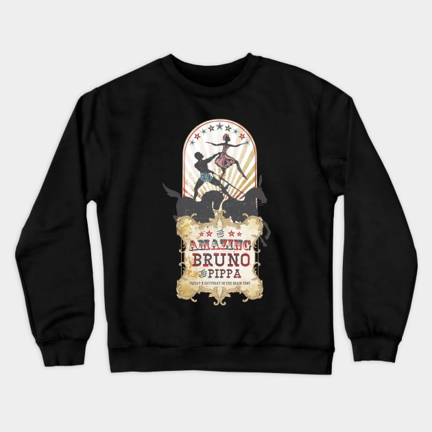 Vintage circus performers bareback horse riders Crewneck Sweatshirt by BigMRanch